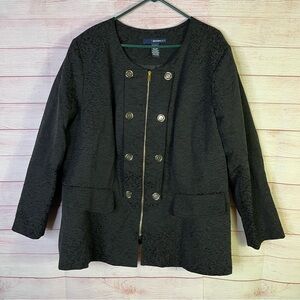 Denim 24/7 Black Embossed Pattern Professional Jacket Coat‎ Size 28W